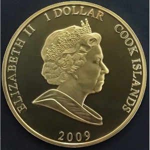 Аверс монеты Острова Кука, 1 доллар, 2009, Красное пальто