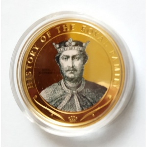 Реверс монеты Острова Кука, 1 доллар, 2009, История королевской семьи - Ричард I, Цветное покрытие