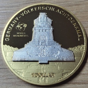 Реверс монеты Острова Кука, 1 доллар, 2010, Мировые Памятники Архитектуры - Памятник "Битве народов", Лейпциг