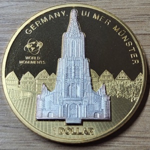 Реверс монеты Острова Кука, 1 доллар, 2010, Мировые Памятники Архитектуры - Ульмский собор