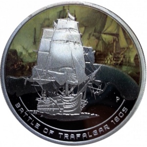 Реверс монеты Острова Кука, 1 доллар, 2010, Знаменитые морские сражения - Трафальгарское сражение