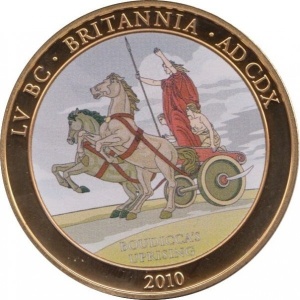 Реверс монеты Острова Кука, 1 доллар, 2010, Римская Британия - Восстание Боудикки