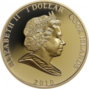 Аверс монеты Острова Кука, 1 доллар, 2010, История королевской семьи - Королева Мария I