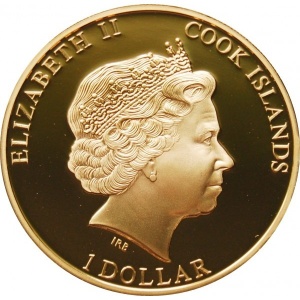 Аверс монеты Острова Кука, 1 доллар, 2011, Диана в платье с одним плечом
