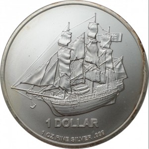 Реверс монеты Острова Кука, 1 доллар, 2011-2018, Трёхмачтовый Корабль Его Величества «Баунти"
