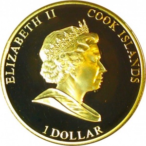 Аверс монеты Острова Кука, 1 доллар, 2011, Свадьба Принца Уильяма и Кейт Миддлтон /поцелуй на балконе/бюст Королевы с…