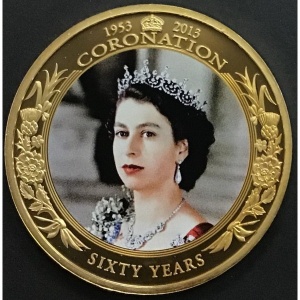 Реверс монеты Острова Кука, 1 доллар, 2013, 60 лет коронации Елизаветы II /Елизавета с тиарой/