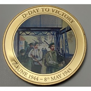 Реверс монеты Острова Кука, 1 доллар, 2014, От Дня Д к Победе - Войска на мосту Пегаса