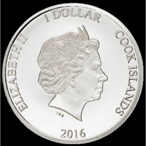 Аверс монеты Острова Кука, 1 доллар, 2016, 90 лет со дня рождения Королевы Елизаветы II