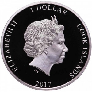 Аверс монеты Острова Кука, 1 доллар, 2017, 65 лет правлению Королевы Елизаветы II