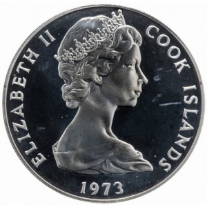 Аверс монеты Острова Кука, 2 доллара, 1973, 20 лет Коронации