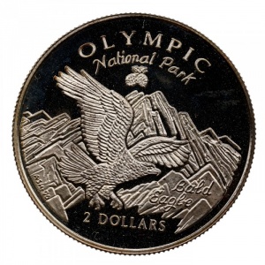 Реверс монеты Острова Кука, 2 доллара, 1996, Национальный парк "Олимпик"