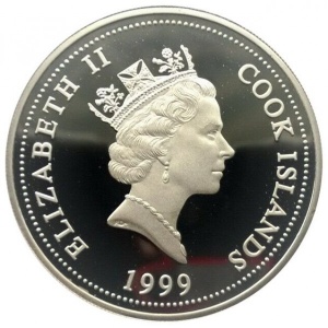Аверс монеты Острова Кука, 2 доллара, 1999, Гарфилд и Оди