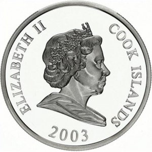 Аверс монеты Острова Кука, 2 доллара, 2003, 40 лет со дня смерти Джона Кеннеди