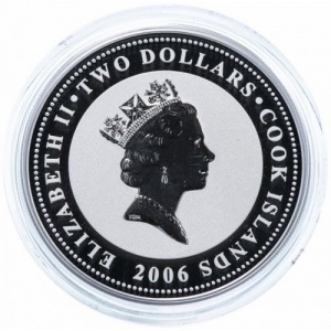 Аверс монеты Острова Кука, 2 доллара, 2006, Воздушные гонки 1930-х - И-16