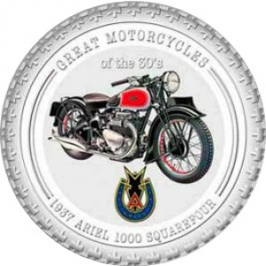 Реверс монеты Острова Кука, 2 доллара, 2007, Мотоциклы - Ariel 1000 Square Four