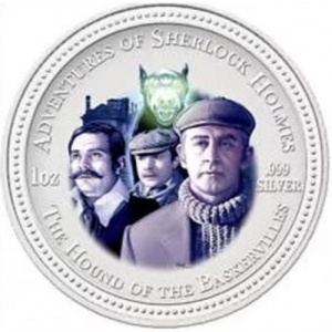 Реверс монеты Острова Кука, 2 доллара, 2007, Приключения Шерлока Холмса - Собака Баскервилей