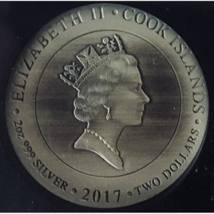 Аверс монеты Острова Кука, 2 доллара, 2017, Боги Олимпа - Афина
