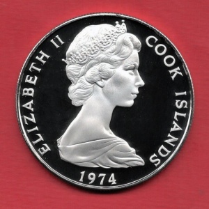 Аверс монеты Острова Кука, 2½ доллара , 1973-1974, Джеймс Кук - Второе путешествие