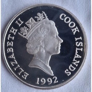 Аверс монеты Острова Кука, 5 долларов, 1992, XXV Летние Олимпийские игры, Барселона 1992