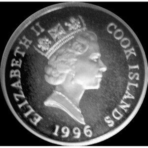 Аверс монеты Острова Кука, 5 долларов, 1996, Королева Елизавета, королева‑мать