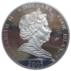 Аверс монеты Острова Кука, 5 долларов, 2005, Феррари - F2004