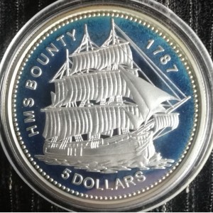 Реверс монеты Острова Кука, 5 долларов, 2006, HMS Bounty