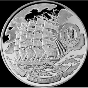 Реверс монеты Острова Кука, 5 долларов, 2008, Парусные корабли - Пруссия