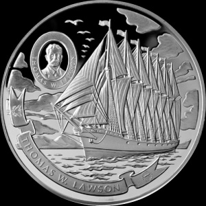 Реверс монеты Острова Кука, 5 долларов, 2008, Парусные корабли - Лоусон