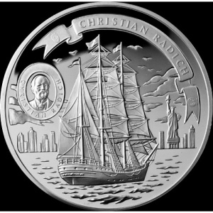 Реверс монеты Острова Кука, 5 долларов, 2008, Парусные корабли - Радич