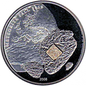 Реверс монеты Острова Кука, 5 долларов, 2008, 140 лет Пултускому метеориту