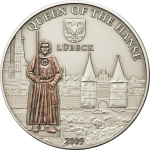 Реверс монеты Острова Кука, 5 долларов, 2009, Ганзейская лига - Любек