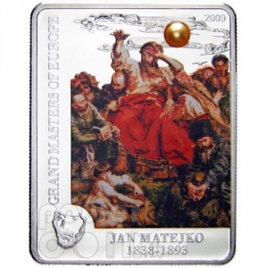 Реверс монеты Острова Кука, 5 долларов, 2009, Великие Мастера Европы - Ян Матейко