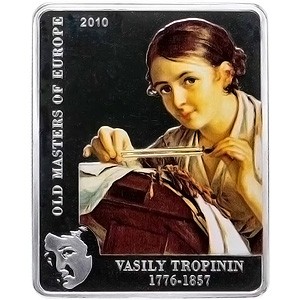 Реверс монеты Острова Кука, 5 долларов, 2010, Старые мастера Европы - Василий Тропинин