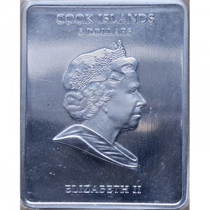 Аверс монеты Острова Кука, 5 долларов, 2010, Русские иконы - Святой Сергий Радонежский