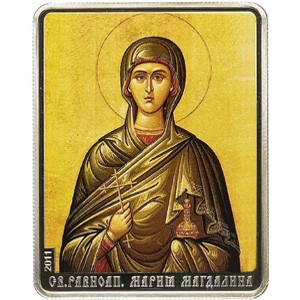 Реверс монеты Острова Кука, 5 долларов, 2011, Православные святые - Святая Мария Магдалина