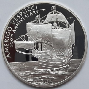 Реверс монеты Острова Кука, 5 долларов, 2012, 500 лет со дня смерти Америго Веспуччи