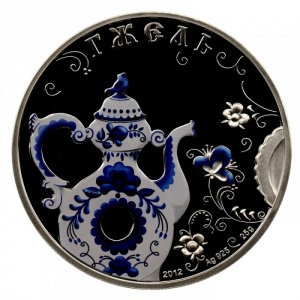 Реверс монеты Острова Кука, 5 долларов, 2012, Гжель