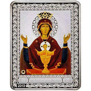 Реверс монеты Острова Кука, 5 долларов, 2013, Православные иконы - Неупиваемая чаша