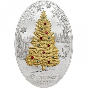 Реверс монеты Острова Кука, 5 долларов, 2013, Рождество /Овал/