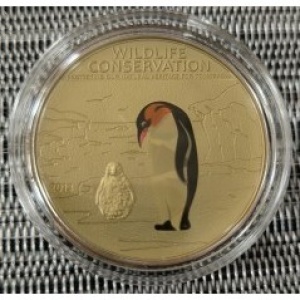 Реверс монеты Острова Кука, 5 долларов, 2013, Защита дикой природы - Пингвин