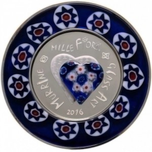Реверс монеты Острова Кука, 5 долларов, 2016, Художественное стекло - Murrine Millefiori