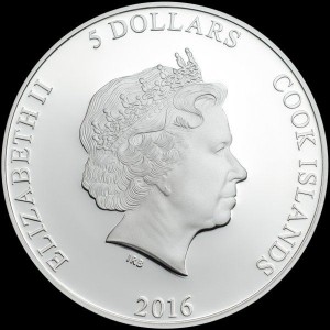 Аверс монеты Острова Кука, 5 долларов, 2016, Великолепная жизнь - Паук-оса