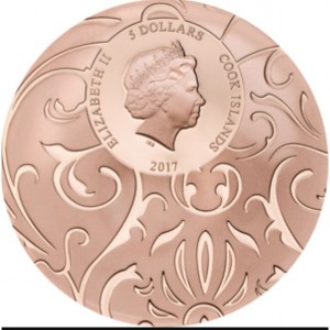 Аверс монеты Острова Кука, 5 долларов, 2017, Скарабей - Red Dawn