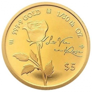 Реверс монеты Острова Кука, 5 долларов, 2022, Жизнь в розовом цвете /La Vie en rose/