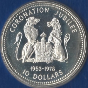 Реверс монеты Острова Кука, 10 долларов, 1978, 25 лет коронации Елизаветы II