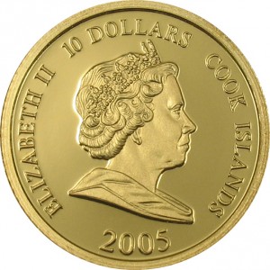 Аверс монеты Острова Кука, 10 долларов, 2005, Свадьба Принца Чарльза и Камиллы Паркер-Боулз