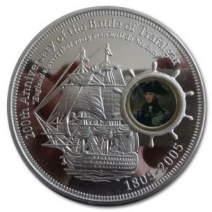 Реверс монеты Острова Кука, 10 долларов, 2005, 200 лет Трафальгарскому сражению