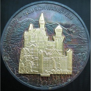 Реверс монеты Острова Кука, 10 долларов, 2006, Мировые памятники - Нойшванштайн, Германия
