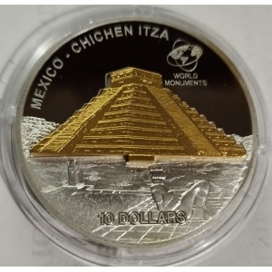Реверс монеты Острова Кука, 10 долларов, 2007, Мировые памятники - Чичен-Ица, Мексика
